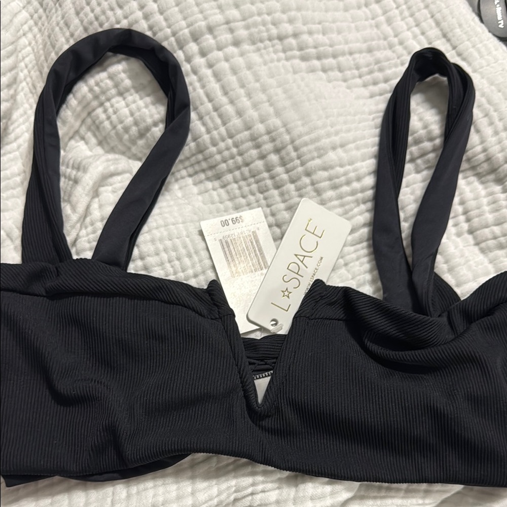 L*Space Black Bikini Top with Wide Straps